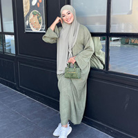 Großhandel Neue Design Baumwolle Leinen Abaya für Muslimische Frauen Offener Ärmel Cardigan Kleid mit Seitentaschen Lang Winter