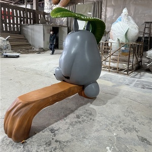 Statue de banc en fibre de verre <span class=keywords><strong>Totoro</strong></span> grandeur nature personnalisée, grande sculpture de siège animalier de dessin animé, décoration extérieure pour espaces publics - Product Image 6