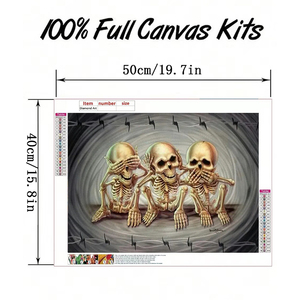 Kit de Peinture Diamant DIY 40*50cm Thème <span class=keywords><strong>Horreur</strong></span> Moderne pour Décoration Murale, Diamants Ronds Complets 5D en Acrylique - Product Image 4