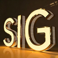 Enseigne en lettres 3D en métal perforé personnalisée avec éclairage LED, logo d'entreprise en métal illuminé pour devanture de magasin en extérieur