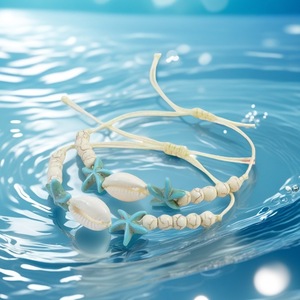 Starfish Shell Woven Bracelet Unisex <b>Beach</b> Jewelry Summer <b>Accessory</b> Yiwu Origin YM-0560 - Product Image 2