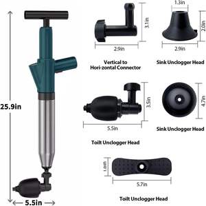 2026 Gran Venta Dispositivo de Limpieza Directo de Fábrica para el Hogar, Dispositivo ABS Azul para Desatascar Tuberías, Desatascador de Fregaderos y Desagües, Pistola Desatascadora de Inodoros - Product Image 5