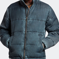 LF Hiver Logo Personnalisé Heavy Weight Zipper up Matelassé Washed Bomber Men Funnelled Puffer Jacket