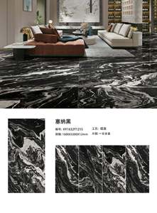 Gran oferta, losa de <span class=keywords><strong>piedra</strong></span> sinterizada de 1600*3200*12MM con aspecto de mármol Natural de tamaño Ultra mate negro para sala de estar - Product Image 2
