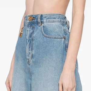 <span class=keywords><strong>Jean</strong></span> Droit <span class=keywords><strong>Femme</strong></span> Taille Haute à Lavage Bleu Classique, Pantalon Parfait et <span class=keywords><strong>Tendance</strong></span> pour l'Été Style Sexy Technique de Pulvérisation - Product Image 4