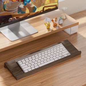 Meinijia Keyboard Tray <b>Solid</b> <b>Wood</b> Adjustable Height Desktop Stand For Office <b>Desk</b> Typing Support Rectangle Charcoal Colored - Product Image 1