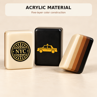 Jeu de Mahjong américain vintage de New York en acrylique, thème voyage, coffret noir ivoire chaud