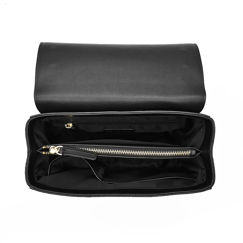 Beliebte individuelle frauen schwarz veganes leder große kapazität frauen messenger crossbody taschen schultertaschen mit kette