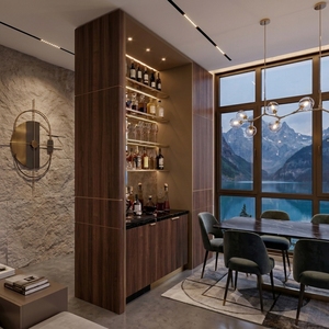 Mueble Bar Contemporáneo de Madera VIQ con Estantes para Botellas de Vino, Mueble de Almacenamiento para Bar en Casa Personalizado, MDF con Laminado - Product Image 2