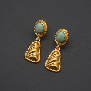 <span class=keywords><strong>Bijoux</strong></span> européens et américains Niche cuivre série rétro pierre collier boucles d'oreilles ensemble vieilli géométrique Vint pour cadeau - Product Image 2
