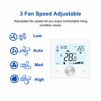 Thermostat intelligent Wi-Fi pour ventilo-convecteur, thermostat de climatisation 2/4 tuyaux, contrôleur de température avec boutons tactiles et commande par molette