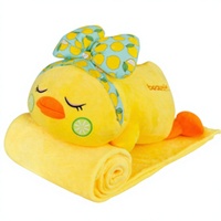 Bantal Boneka Bebek Kuning Lemon Bow 2 in 1 dengan Selimut, Bantal Boneka Bebek Berbaring, Selimut Flanel Lipat, Hadiah Tidur Siang untuk Anak