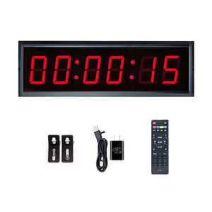 Xách Tay 1.5-Inch 6-Chữ Số LED Hiển Thị Điện Tử Kỹ Thuật Số Đồng Hồ Treo Tường Hợp Kim Nhôm Điều Khiển Từ Xa Tập Thể Dục Phòng Tập Thể Dục Đếm Hẹn Giờ USB - Product Image 3