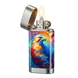 Falcon X French Stock Luxury Metal <b>Lighter</b> <b>Windproof</b> Refillable Oil Cigarette Custom Classic Engraved Design - Product Image 2