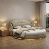 Lit double réglable en cuir Queen, moderne, simple, luxueux, confortable et moelleux pour chambre principale, mariage de princesse
