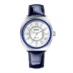 Reloj de Mujer de Lujo con Bisel de Circonita Arcoíris, Caja Pulida, Cristal de Zafiro, Movimiento Mecánico Pequeño Miyota 6T15, Correa de Cuero Genuino - Product Image 5