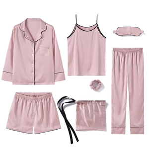 Vendita all'Ingrosso di Abbigliamento <span class=keywords><strong>da</strong></span> <span class=keywords><strong>Notte</strong></span> Femminile, Camicie <span class=keywords><strong>da</strong></span> <span class=keywords><strong>Notte</strong></span> Sexy in Raso e <span class=keywords><strong>Seta</strong></span>, Set Pigiama Morbido - Product Image 1