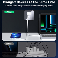 Schitec EU CE pengisi daya ponsel USB, pengisi daya Cepat 45W 2 port tipe A + C 40W untuk pengisian daya ponsel samsung