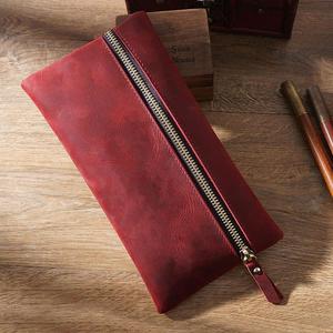 Modern Genuine Leather Zipper Pencil Case Creative Portable Simple Handheld Storage Bag <b>Large</b> Capacity Pen <b>Box</b> Welcome <b>Gifts</b> - Product Image 4