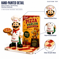 Figurine personnalisée OEM en PVC, jouet en vinyle, figurine décorative de pizzeria, miniature de mascotte alimentaire, statue, ornement de bureau, cadeau