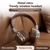 Headphone Retro On-Ear Berkabel/Nirkabel Mode Ganda untuk Peredam Kebisingan Aktif (ANC) Headset Gaming Stereo HIFI Tipe-C