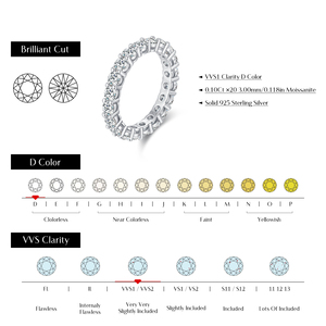 S925 Sterling <b>Silver</b> Dazzling Round Moissanite Eternity Band <b>Rings</b> for Women Wedding Engagement <b>Statement</b> Jewelry - Product Image 3