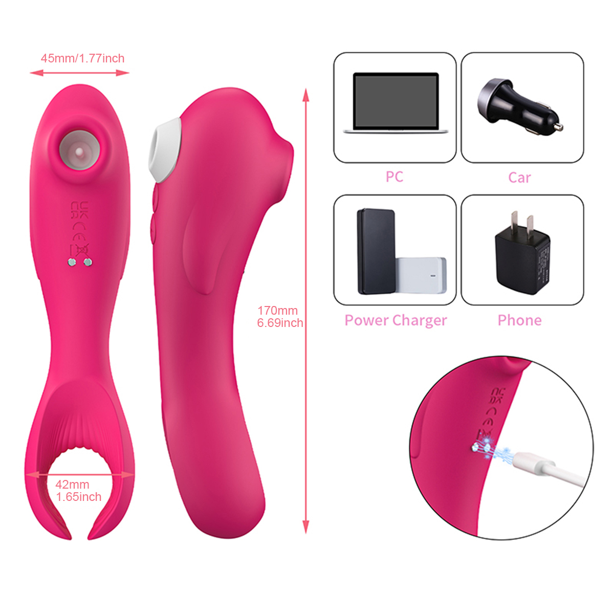 Vibromasseur Double Stimulation Clitoris - Noir - Rechargeable USB - Silicone Doux