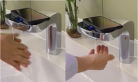 Robinet d'eau automatique intelligent 2-en-1 à capteur sans contact pour cuisine commerciale avec distributeur de savon moussant en métal pour usage hospitalier