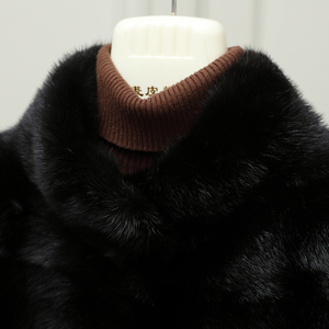Atacado Dinamarca Blackglama Casaco De Inverno Stand Collar Horizontal Real Mink Fur Coat Dinamarca Pele Real - Product Image 5