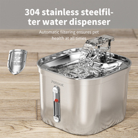 Fontaine pour chat d'intérieur portable 2L en acier inoxydable, pompe silencieuse, distributeur d'eau pour chiens, chats, puissance de charge de style solide, voyage