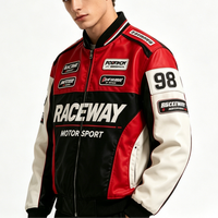 Blouson de Course en Cuir OEM 2026 pour Homme, Broderie Personnalisée, Esthétique Y2K, Blouson Moto en Nylon, Manteau Rétro de Motard, Fabrication Usine