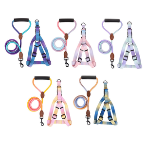 Gradient Polyester Designer Wholesale Pet <b>Dog</b> Leash and Harness Custom <b>Dog</b> Harness Set - Product Image 1
