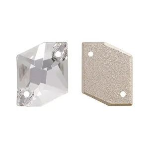 QY grosir berlian imitasi pipih berlian imitasi berkilau kaca kristal jahit kosmik Bling batu untuk aksesori pakaian