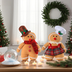 Pain d'épice homme et <span class=keywords><strong>femme</strong></span> Couple peluche tissu décorations de Noël pour table cheminée vacances maison style <span class=keywords><strong>NYE</strong></span> cadeaux - Product Image 3