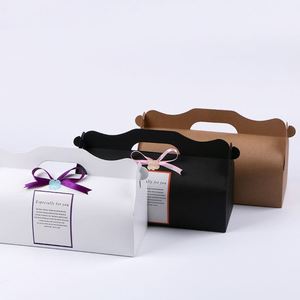 กล่องกระดาษคราฟท์ธรรมดาสำหรับบรรจุเค้กโรลแบบมีหูหิ้วและแผ่นรอง - Product Image 2