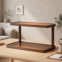 Étagère de rangement rectangulaire en bois à double couche, multifonctionnelle, robuste, autoportante, pour la maison, la cuisine, le rangement des articles divers