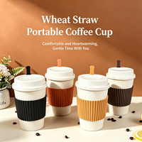 Mug de voyage écologique sans BPA, biodégradable, en paille de blé, avec couvercle, résistant à la chaleur, portable, réutilisable, tasse à café