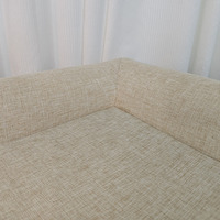 Coussin pour chien en coton et lin quatre saisons, détachable, rectangulaire, motif uni, canapé pour animaux de compagnie