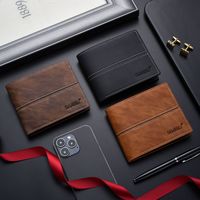 Dompet pendek pria kustom dompet bisnis sederhana modis lembut kulit pria muda