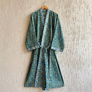 Vestido casual tipo kimono con estampado artesanal, ajuste holgado, largo midi, manga larga, para todas las estaciones, proveedor de pedidos al por mayor - Product Image 1