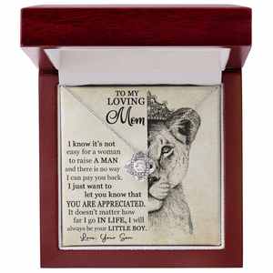 Collier UIONEN Lion Queen Mom en cuivre avec nœud d'amour classique et carte personnalisée avec texte - Cadeau de la fête des mères de la part de son fils - Product Image 2