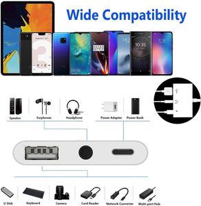 Adaptateur USB C vers USB-A OTG 3-en-1 avec prise audio 3,5 mm et port de charge rapide PD compatible avec iPhone 15, iPad Pro - Product Image 6