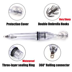 12cm 17cm AA batterie <span class=keywords><strong>LED</strong></span> calmar leurre lampe goutte profonde pêche en mer calmar pieuvre seiche parapluie crochet attirant la lumière <span class=keywords><strong>de</strong></span> pêche - Product Image 4