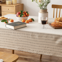 Nappe en coton et lin fraîche et légère à rayures, vente en gros pour couverture de table basse