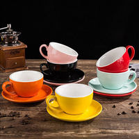 Vente en gros de tasses à thé en céramique de style classique réutilisables, ensembles de tasses et soucoupes, boîte cadeau, capacité 250 ml/90 ml, design floral, pour la maison et l'hôtel