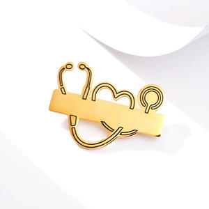 Personnalisé gravé votre nom personnalisé LOGO épinglette <span class=keywords><strong>broche</strong></span> pour docteur en acier inoxydable personnalisé <span class=keywords><strong>professionnel</strong></span> broches broches - Product Image 4