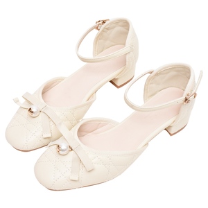 Zapatos de Vestir Cómodos con Cordones y Correa al Tobillo, Tacón Bajo de 3cm, Punta Redonda, Adorno de Perlas y Lazo, Ajuste Seguro, Venta al por Mayor - Product Image 2