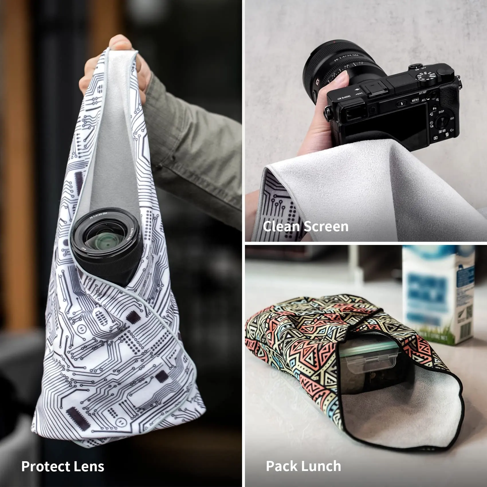 Enveloppe d'objectif d'appareil photo en tissu de 13.7 pouces/17.7 pouces Enveloppe de protection d'appareil photo reflex numérique