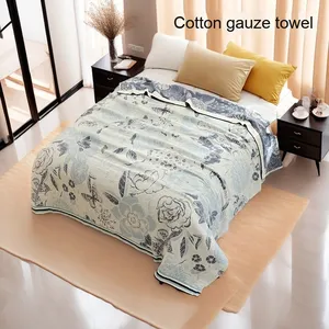 Edredón de toalla de gasa de algodón puro, manta de siesta de oficina de tamaño doble individual transfronterizo, funda de sofá de aire acondicionado, edredón fresco de verano - Product Image 2