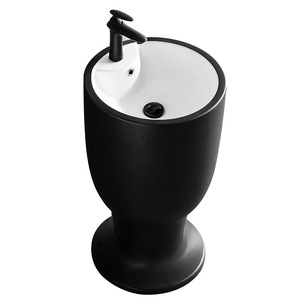 Creative Art Pedestal <b>Basin</b> Ceramic <b>Round</b> Single Hole One Piece Easy Cleaning Bathroom Sink - Product Image 5